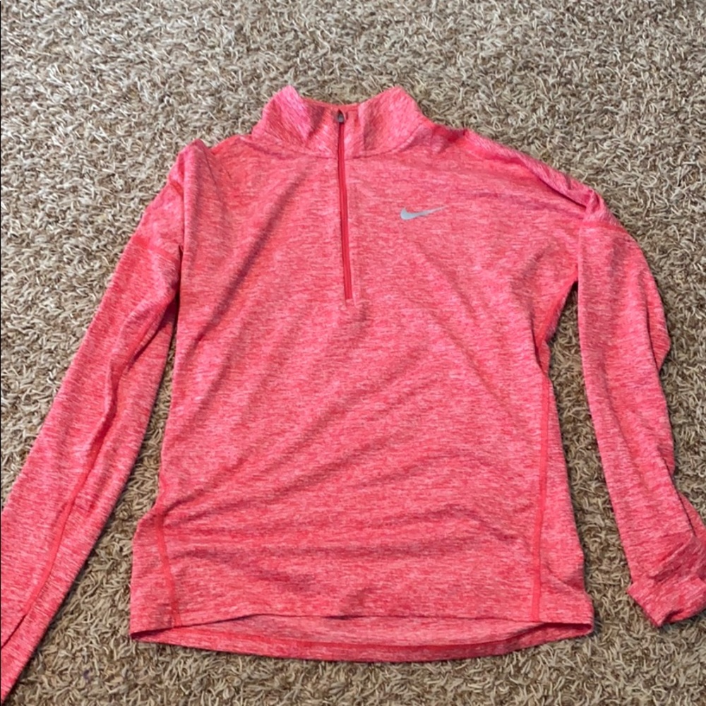 Nike DRI-FIT red quarter zip long sleeve shirt